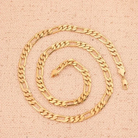 20 Inch Figaro Chain 8mm Wide 18K Yellow Gold - Picture 8 of 9